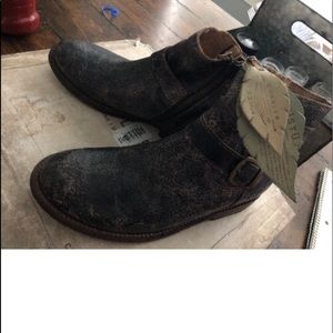 Distressed Leather Ankle Boots